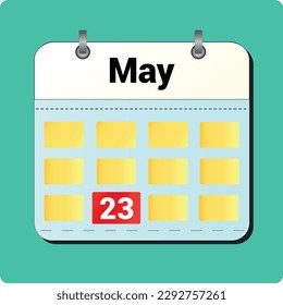 calendar vector drawing, date May 23 on the page