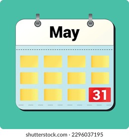 calendar vector drawing, date May 31 on the page