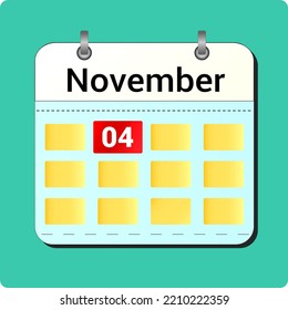 dibujo vectorial de calendario, fecha noviembre de 2004 en la página