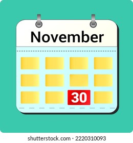 calendar vector drawing, date November 30 on the page