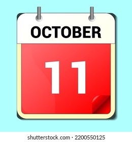 dibujo vectorial de calendario, fecha 11 de octubre en la página