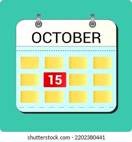 calendar vector drawing, date October 15 on the page