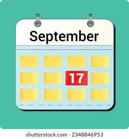 calendar vector drawing, date September 17 on the page