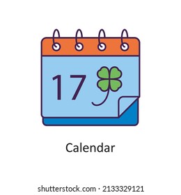 Calendar Vector Filled Outline Icon Design illustration. St Patrick's Day Symbol on White background EPS 10 File