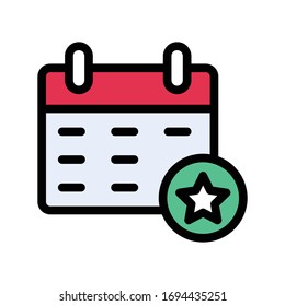 icono de color plano vectorial de calendario 