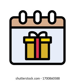 calendar vector flat color icon 