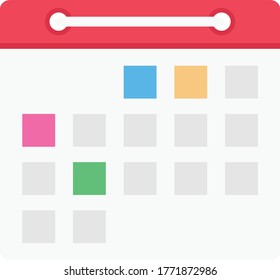 icono de color plano del vector de calendario 