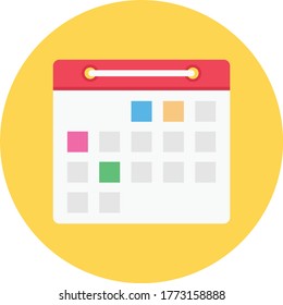 icono de color plano del vector de calendario 