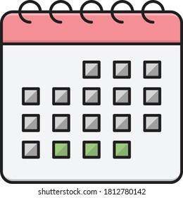 calendar vector flat color icon 