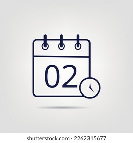 Calendar vector flat icon in linear style, specific day calendar day 02.