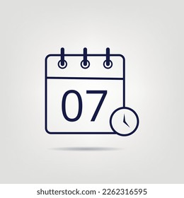 Calendar vector flat icon in linear style, specific day calendar day 07.