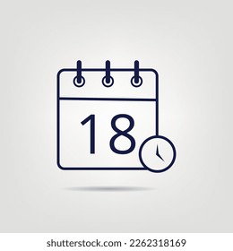 Calendar vector flat icon in linear style, specific day calendar day 18.