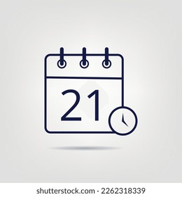 Calendar vector flat icon in linear style, specific day calendar day 21.