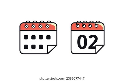 Calendar vector flat icon marking a specific day. Vector illustration of calendar icon with day 02.