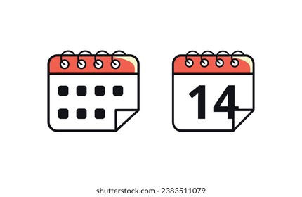 Calendar vector flat icon marking a specific day. Vector illustration of calendar icon with day 14.