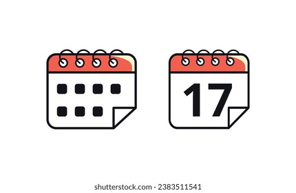 Calendar vector flat icon marking a specific day. Vector illustration of calendar icon with day 17.