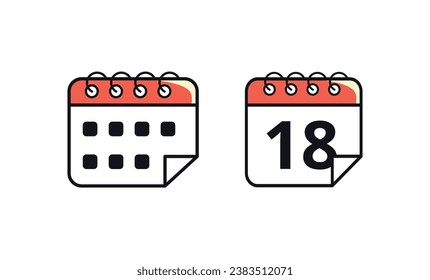 Calendar vector flat icon marking a specific day. Vector illustration of calendar icon with day 18.