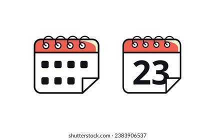 Calendar vector flat icon marking a specific day. Vector illustration of calendar icon with day 23.