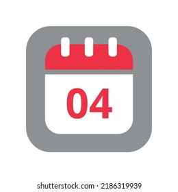 Calendar vector flat icon. Simple calendar vector illustration with date 04.
