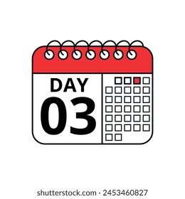 Calendar vector flat icon with specific day marking appointment or event, day 03, Calendar icon for websites and graphic resources.