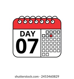 Calendar vector flat icon with specific day marking appointment or event, day 07, Calendar icon for websites and graphic resources.