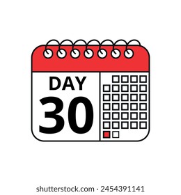 Calendar vector flat icon with specific day marking appointment or event, day 30, Calendar icon for websites and graphic resources.