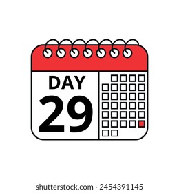 Calendar vector flat icon with specific day marking appointment or event, day 29, Calendar icon for websites and graphic resources.