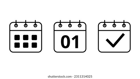 Calendar vector flat icons for websites and graphic resources. Specific day calendar icon vector illustration. Day 01 marked on the calendar.