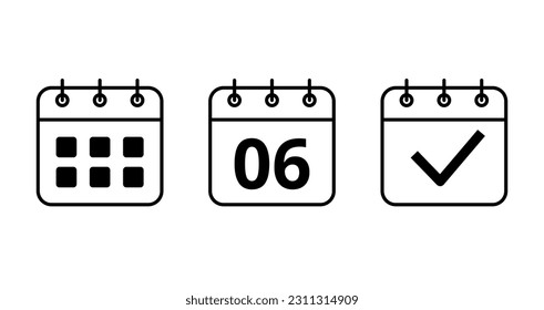 Calendar vector flat icons for websites and graphic resources. Specific day calendar icon vector illustration. Day 06 marked on the calendar.