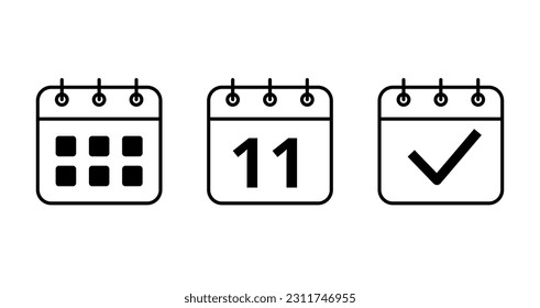 Kalender Vektorflachsymbole für Webseiten und Grafikressourcen. Spezifisches Tageskalender Symbol, Vektorgrafik. Tag 11, der auf dem Kalender markiert ist.