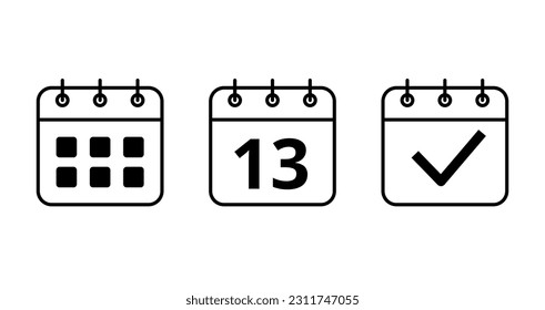 Calendar vector flat icons for websites and graphic resources. Specific day calendar icon vector illustration. Day 13 marked on the calendar.
