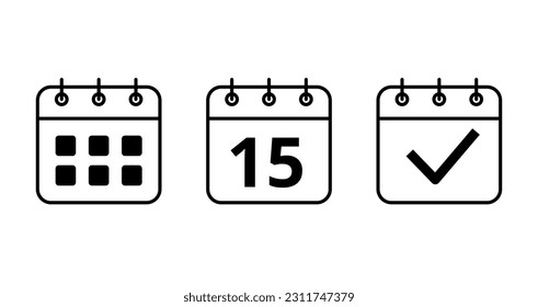 Kalender Vektorflachsymbole für Webseiten und Grafikressourcen. Spezifisches Tageskalender Symbol, Vektorgrafik. Tag 15, der auf dem Kalender markiert ist.