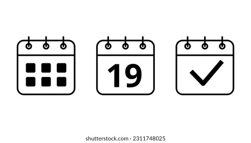 Calendar vector flat icons for websites and graphic resources. Specific day calendar icon vector illustration. Day 19 marked on the calendar.