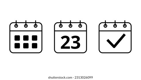 Calendar vector flat icons for websites and graphic resources. Specific day calendar icon vector illustration. Day 23 marked on the calendar.