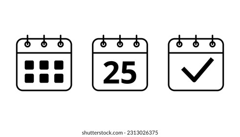 Calendar vector flat icons for websites and graphic resources. Specific day calendar icon vector illustration. Day 25 marked on the calendar.