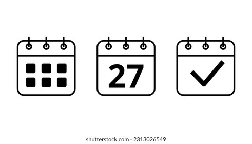 Calendar vector flat icons for websites and graphic resources. Specific day calendar icon vector illustration. Day 27 marked on the calendar.
