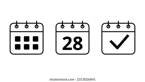 Calendar vector flat icons for websites and graphic resources. Specific day calendar icon vector illustration. Day 28 marked on the calendar.