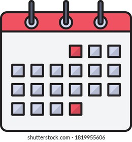 icono de línea plana vectorial de calendario 