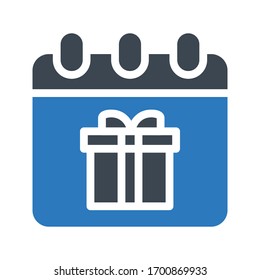 icono de color de glifo vectorial de calendario 