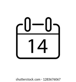 Calendar Vector Icon : 14 February.