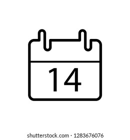 Calendar Vector Icon : 14 February.