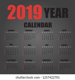 calendar vector icon 2019 year new year month week 