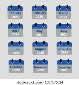 Calendar vector icon 2020 on eps 10 with a white background
