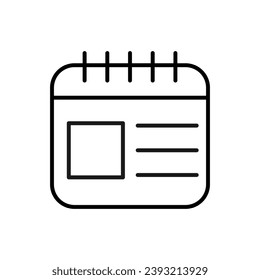 Calendar Vector icon for Advertisement. Suitable for books, stores, shops. Editable stroke in minimalistic outline style. Symbol for design 