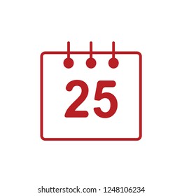 Calendar vector icon. Background for winter and christmas theme or new year icon for holiday web site.