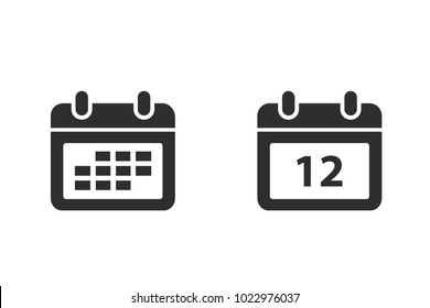 Calendar vector icon. Black illustration isolated for graphic and web design.