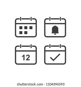 Calendar vector icon. Black illustration vector