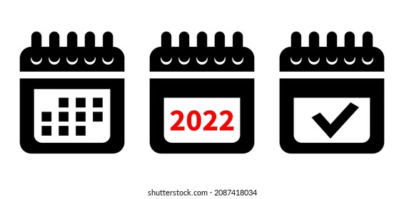 Calendar vector icon. Black illustration isolated for graphic and web design.