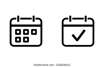 Calendar vector icon. Black illustration isolated for graphic and web design