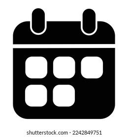 Calendar vector icon. Black illustration isolated for graphic and web design.